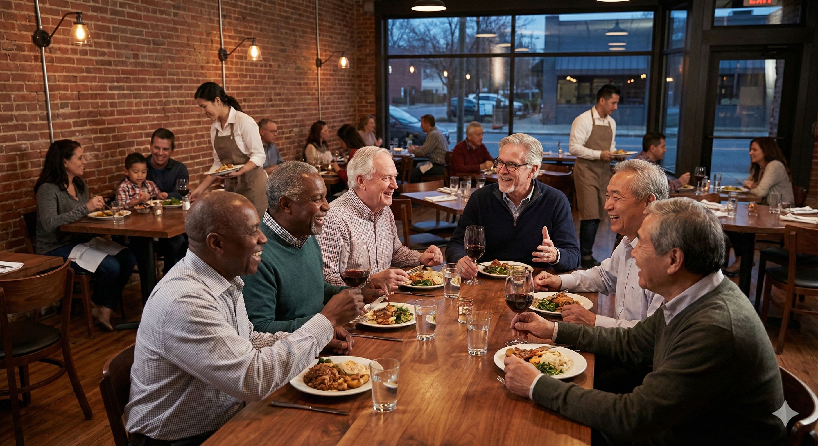 Seniors enjoying dining together
